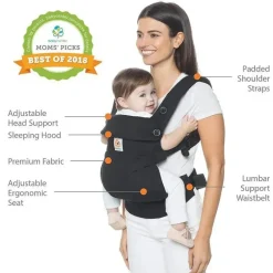 Ergobaby Porta-bebês Ergo Baby de quatro posições 360, preto Fashion
