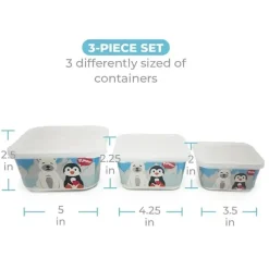 Primo Passi - 3 unidades de recipientes de comida infantil de fibra de bambu para amigos de inverno, pinguim/polar Sale