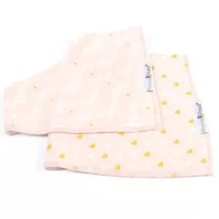 Primo Passi - Babador Bandana com 2 unidades de corações dourados/arcos brancos Fashion