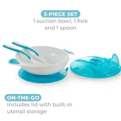 Primo Passi - Conjunto de alimentação com ventosa para bebê, azul New