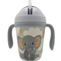Primo Passi - Copo Infantil em Fibra de Bambu com Alça/Palha, Pequeno Elefante New