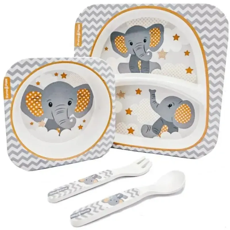 primo_passi__super_combo__SKULthSzjbQ_2.webp Primo Passi - Super Combo Infantil Fibra de Bambu - Prato Quadrado Dividido, Tigela Quadrada, Garfo e Colher e 3 Recipientes Com Tampas - Pequeno Elefante Sale
