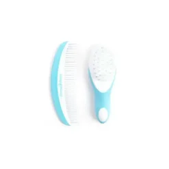 MacroBaby Primo Passi Conjunto de escovas e pentes supermacios para bebês (azul) + Condicionador Magic Detangler Clearance
