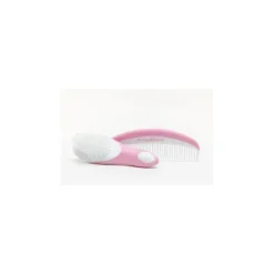 MacroBaby Primo Passi Conjunto de escovas e pentes supermacios para bebês (rosa) + Condicionador Magic Detangler Hot