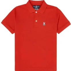 Psycho Bunny Kids - Polo Clássico, Vermelho Brilhante Hot