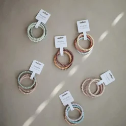 Mushie Pulseiras Silicone Pérola Mordedor Linho/Peônia/Rosa Pálido Best