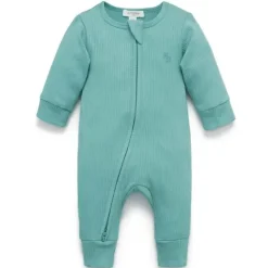 Pure Baby - Baby Boy Macacão com zíper canelado, verde musgo Fashion