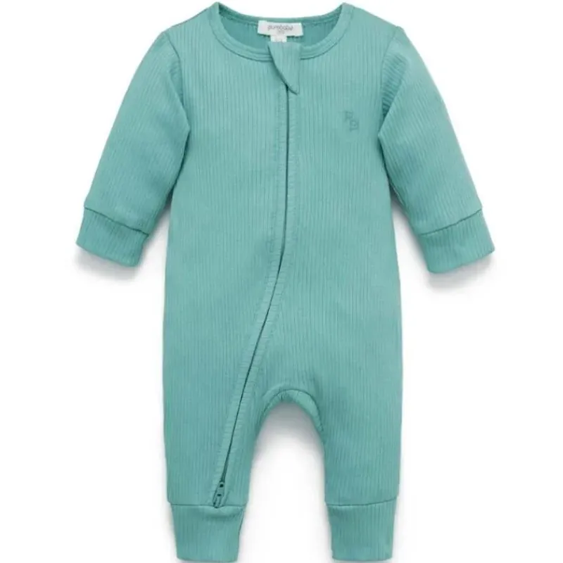 pure_baby__baby_boy_macac_SKUX3R9ddxg_0.webp Pure Baby - Baby Boy Macacão com zíper canelado, verde musgo Fashion