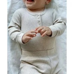 Pure Baby - Leggings caneladas neutras para bebês, Biscuit Melange Discount