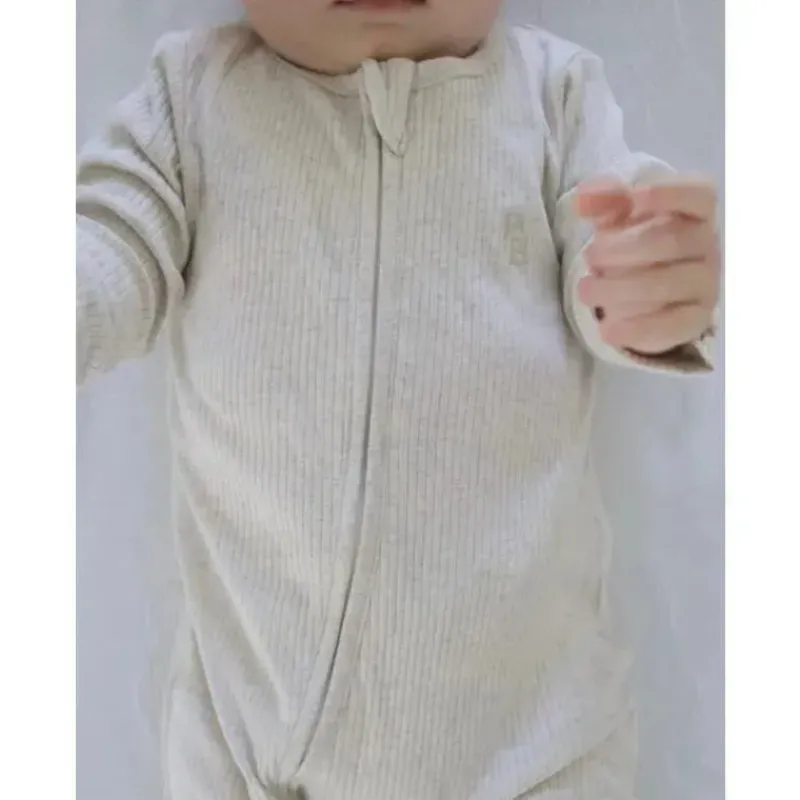 pure_baby__macaco_de_beb__SKU2nAx229o_1.webp Pure Baby - Macacão de bebê com zíper canelado neutro, melange de trigo Sale