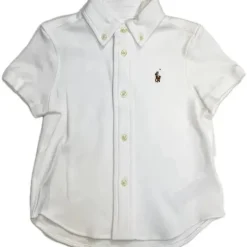 Ralph Lauren - Camisa esportiva de malha interlock de manga curta com conjunto curto Seersucker 12M, branco Outlet