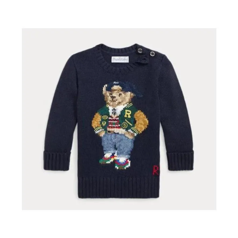 ralph_lauren_baby__boy_lo_SKUkgMDJKL8_0.webp Ralph Lauren Baby - Boy Long-Sleeve Cotton Knit Back To School Bear Graphic Crewneck Sweater Fashion