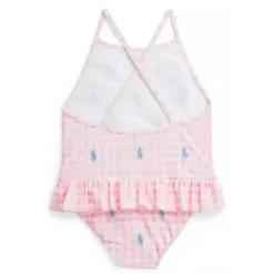 Ralph Lauren Baby - Maiô Gingham Pony Print 1Pk, Rosa Claro Clearance