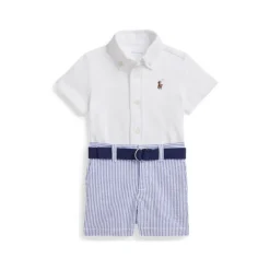 Ralph Lauren Baby - 3Pk Short-Sleeve Interlock Sport Shirt With Belt And Seersucker Short Fashion