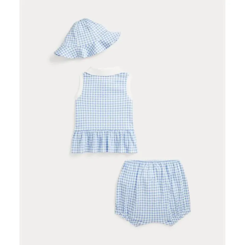 ralph_lauren_baby__pk_sle_SKUJUf2CsE9_1.webp Ralph Lauren Baby - 2Pk Sleeveless Interlock Knit Gingham Ruffle Polo Shortall With Hat Fashion