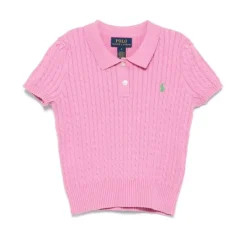 Ralph Lauren Baby - Short-Sleeve Combed Cotton Mini Cable Knit Polo, Pink/Green Hot