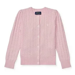 Ralph Lauren Baby – Suéter Cardigan de malha de caxemira de manga comprida rosa Clearance