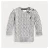 Ralph Lauren Baby – Suéter de manga comprida de algodão com gola redonda Clearance