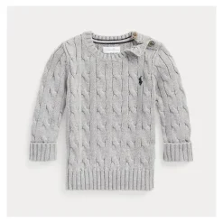 Ralph Lauren Baby – Suéter de manga comprida de algodão com gola redonda Clearance