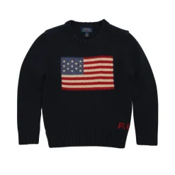 Ralph Lauren Baby - Unisex Flag Cotton Crewneck Sweater, Navy Fashion