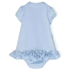 Ralph Lauren Baby - Vestido polo de manga curta em malha interlock com babados e cupcake, azul Online