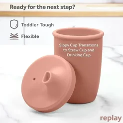 Re Play - Copo com canudinho de silicone sustentável de 8 onças para crianças, deserto New