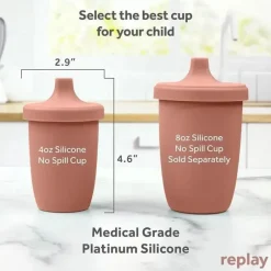 Re Play - Copo com canudinho de silicone sustentável de 8 onças para crianças, deserto New