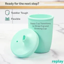 Re Play - Copo com canudinho de silicone sustentável de 8 onças para crianças, hortelã Sale