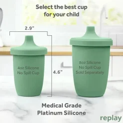 Re Play - Copo com canudinho de silicone sustentável de 8 onças para crianças, Sage Discount