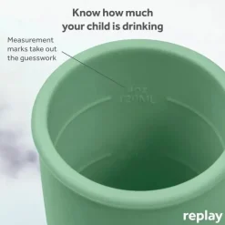 Re Play - Copo com canudinho de silicone sustentável de 8 onças para crianças, Sage Discount