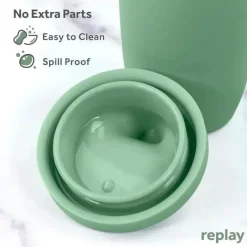 Re Play - Copo com canudinho de silicone sustentável de 8 onças para crianças, Sage Discount