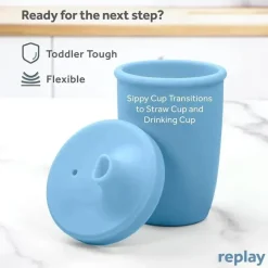 Re Play - Copo com canudinho de silicone sustentável de 8 onças para crianças, jeans Sale