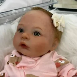 MacroBaby Reborn Baby Doll - White Vinyl & Light Brown Hair, Meadow Clearance