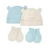 Just Born Recém Nascido - Conjunto de 4 unidades de bonés e luvas para bebê menino, azul e listrado Online
