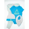 Reebok Enxoval Macacão/Creeper/Chapéu/ Babete 4 Peças Conjunto Danúbio Azul 6/9M Outlet