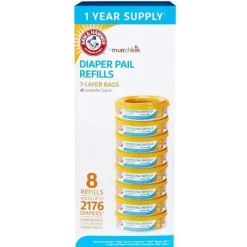 Munchkin Refil de balde de fralda Arm & Hammer anéis 8-Pack, 2.176-contagem New