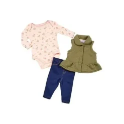 René Rofé Rene Rofe - Conjunto de colete acolchoado floral 3 unidades para bebê menina Hot