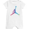 Jordan Romper Baby Boy Jumpmen, branco e logotipo holográfico Fashion