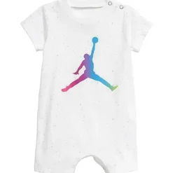 Jordan Romper Baby Boy Jumpmen, branco e logotipo holográfico Fashion