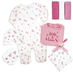 Rose Textiles Rose Textile - Conjunto de presente pendurado para coelhos de meninas com 8 unidades New