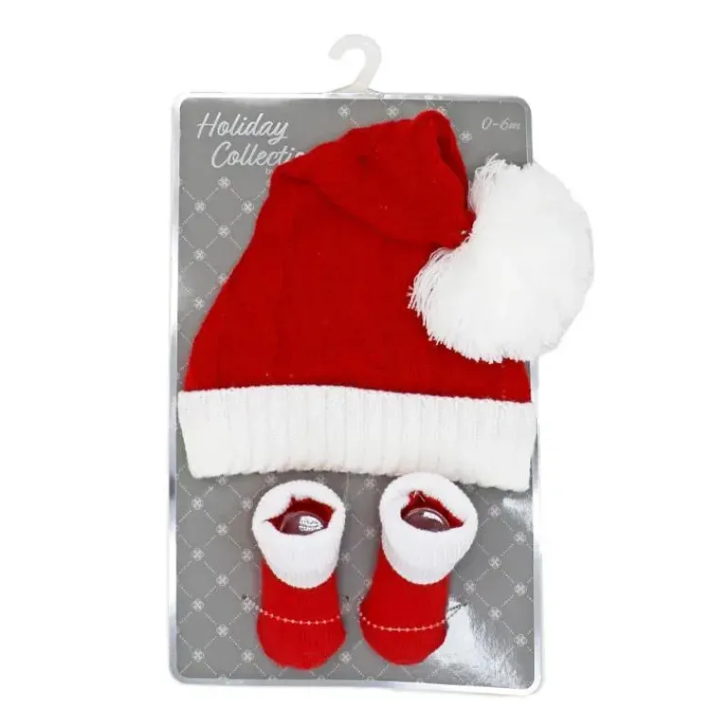 rose_textile__conjunto_de_SKUQkZq6taz_1.webp Rose Textiles Rose Textile - Conjunto de 2 chapéus e botinhas de Papai Noel vermelho Discount