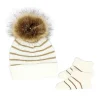 Rose Textiles Rose Textile - Conjunto de chapéu e botinha listrados em lurex dourado Baby Blish Online