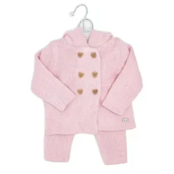 Rose Textiles Rose Textile - Conjunto de malha com capuz rosa para meninas, 2 unidades New