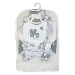 Rose Textiles Rose Textile - Conjunto de bolsa de malha de elefante neutro para bebê com 5 unidades Hot