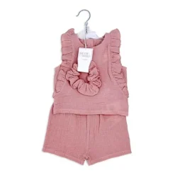 Rose Textiles Rose Textile - Conjunto de 3 peças de história curta rosa Tod Gauze para meninas Sale