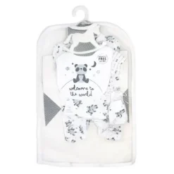 Rose Textiles Rose Textile - Conjunto de 5 bolsas de malha neutras para bebês Panda World Fashion