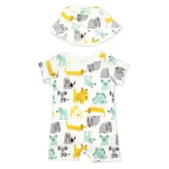 Rose Textiles Rose Textile - Conjunto de 2 macacões para bebês meninos e cachorros Clearance