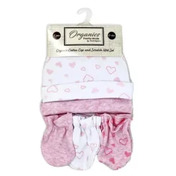 Rose Textiles - 100% Algodão Orgânico Pacote com 5 - Conjunto de Chapéu e Luva, Coração Rosa Outlet