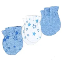 Rose Textiles - 100% Algodão Orgânico Pacote com 5 - Conjunto de Chapéu e Luva, Estrela Azul Discount