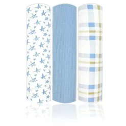 Rose Textiles - 3 Swaddles de malha Pk, xadrez azul Sale